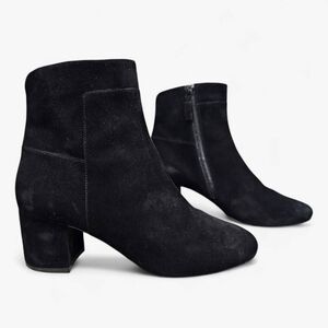 COLE HAAN Grand Os Arden Black Suede Block Heel Ankle Boots 6.5B